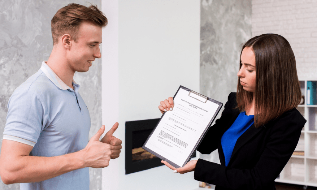 painter presenting proposal to book job 