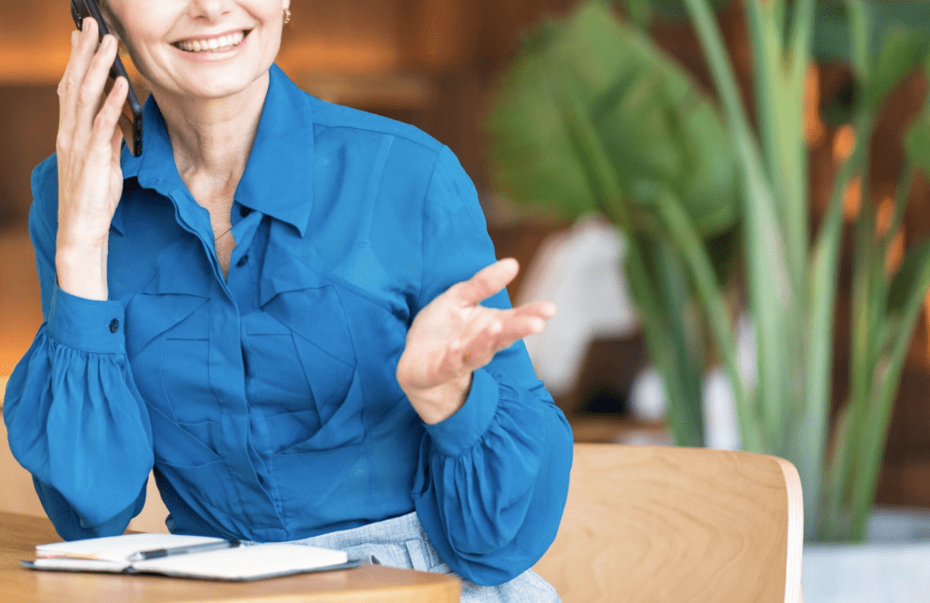 old lady following up with customer to see if they want to book the job. 