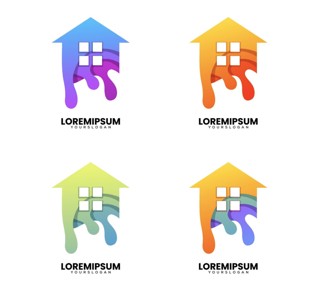 painted houses with brand name for logo 