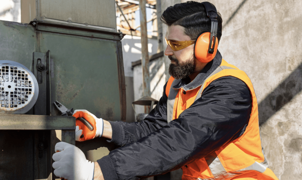 HVAC worker fixing an ac unit