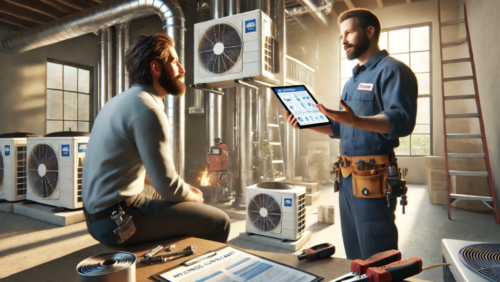 consultant communicates with the HVAC business owner