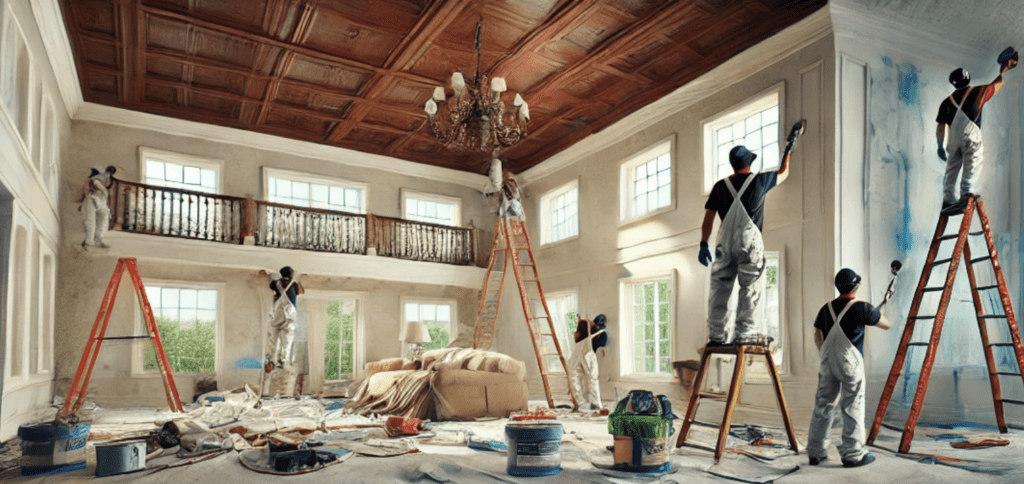 repainting a mansion interior 