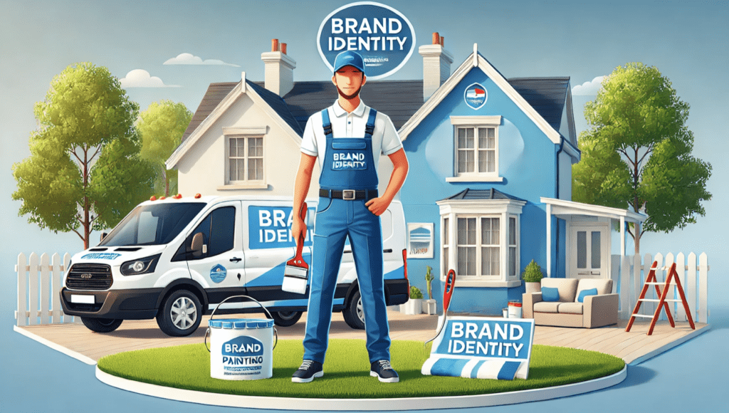 business owner establishing a clear brand identity infant of van and house